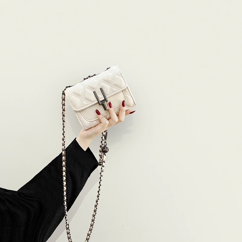 高级感小包包女2025新款时尚女士斜挎包小众设计菱格链条迷你小包