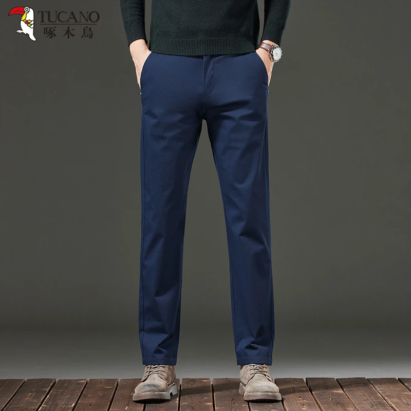 啄木鸟2025秋款休闲裤男士百搭直筒弹力棉质商务轻奢长裤T456050