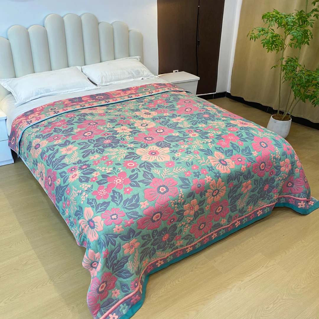 绿野仙踪家用加大纱布床盖纯棉盖毯毛巾被双人床盖四季通用