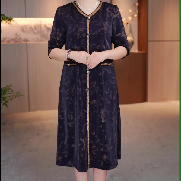 大码女装连衣裙遮肉显瘦加肥加大款收腰显瘦SXE-24-701