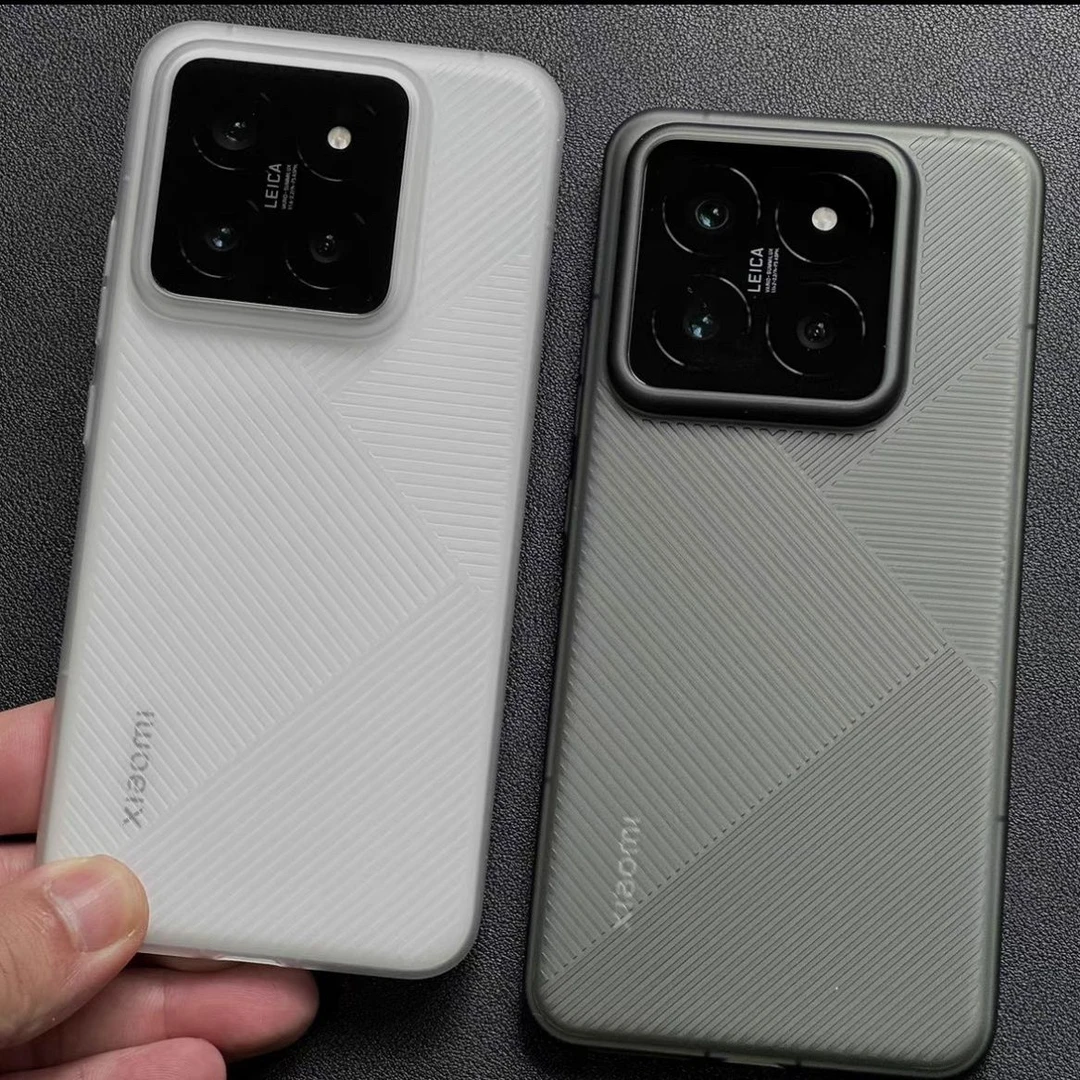 适用小米14手机壳几何条纹PC硬壳透明全包Xiaomi14pro超轻裸机感