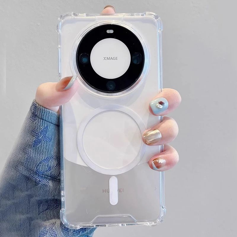 华为mate60pro手机壳mt50透明磁吸40四角加厚气囊防摔m30高级简约