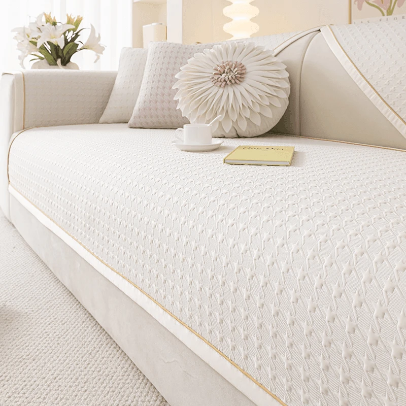 2024夏季新款冰丝凉席沙发垫防滑坐垫高级感凉席坐垫皮沙发套罩