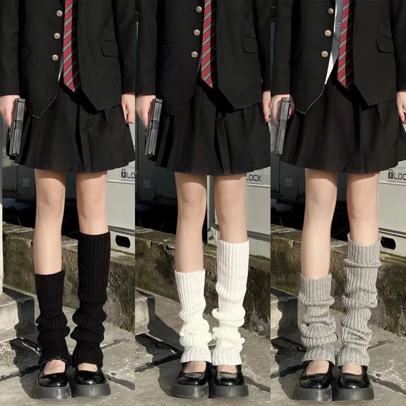 针织袜套秋冬保暖中筒袜y2k原宿风辣妹日系洛丽塔学院风堆堆袜女