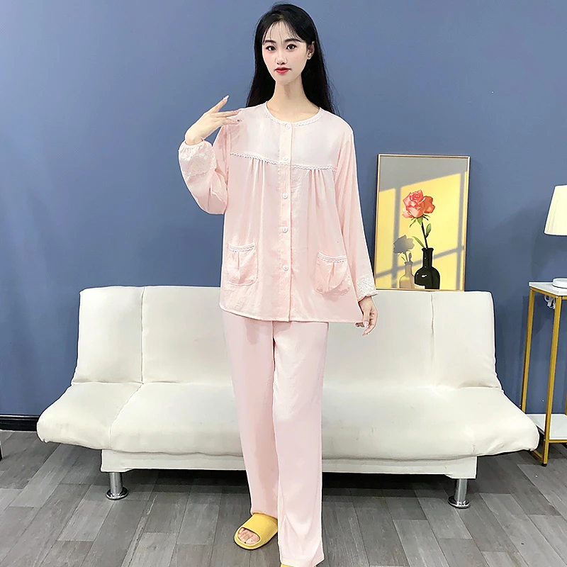 女士睡衣春秋新款云朵棉长袖大码宽松外穿家居服套装Y120