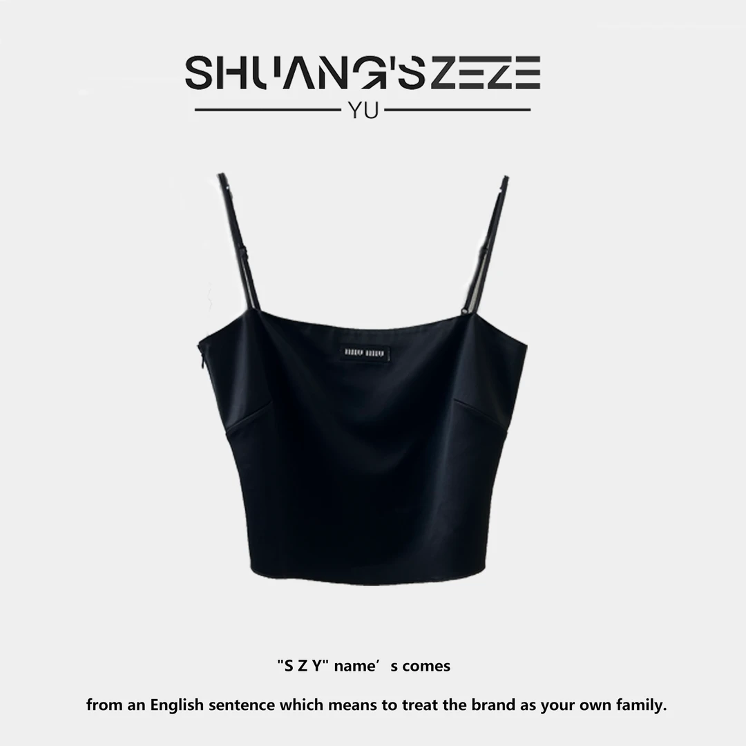 Shuang'sZezeYü 【m*u家】醋酸一字领美背设计感吊带背心 YF88055