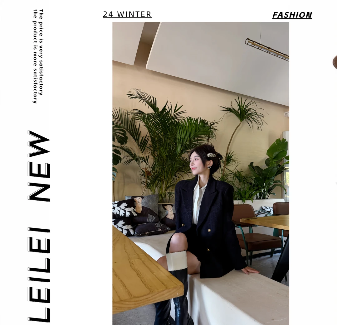 【磊磊】羊毛外套 厚款双排扣显瘦高级羊毛大衣#8833