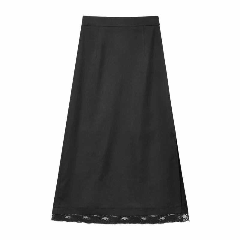 【九月专属】开叉拼花边半裙N6725