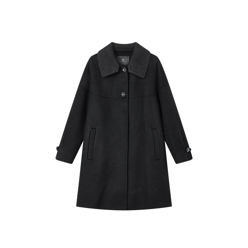 【小余专属】复古拼接士双面呢保暖大衣翻领毛呢外套X10BDS8770