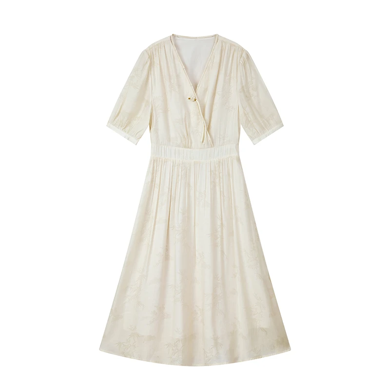【达人专属】中式V领连衣裙N6663