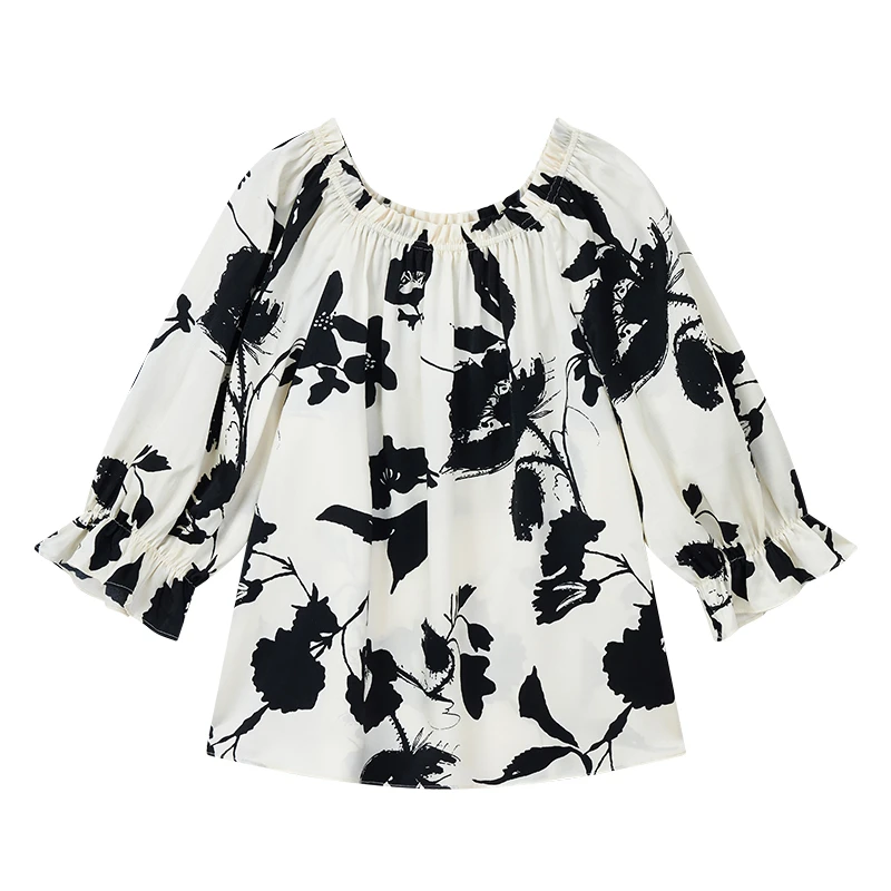 【女乔专属】港风御姐印花小衫N6324