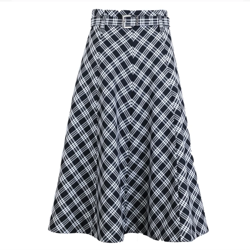 【达人专属】时尚格纹大摆裙N1205