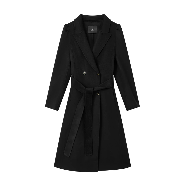 【达人专属】气质外套时尚双排扣系带双面大衣上衣X10ADS8679