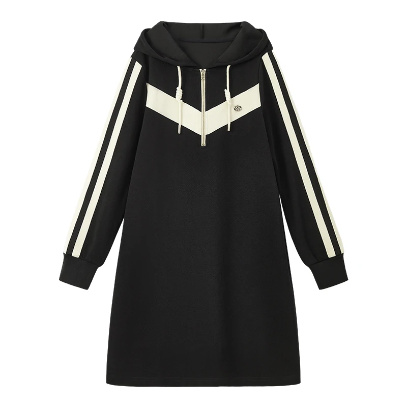 【达人专属】休闲舒适卫衣式织带针织裙子S1233