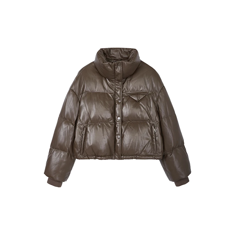 【达人专属】时髦设计感柔软皮羽绒服气质保暖加厚上衣K10AYS8676
