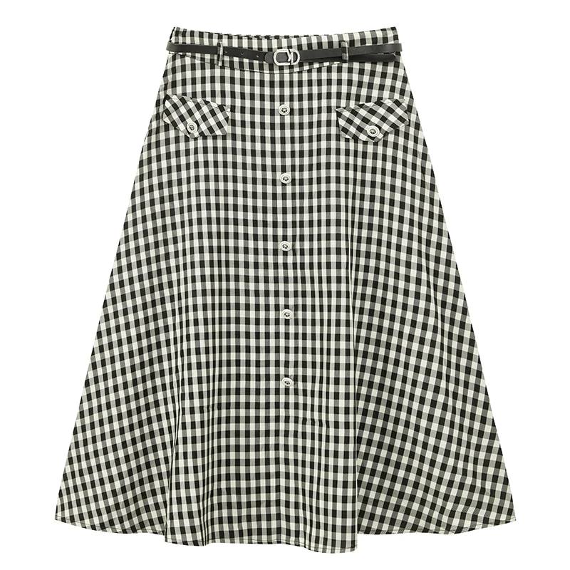 【达人专属】浪漫优雅格纹半裙高腰气质时尚感裙子S2207