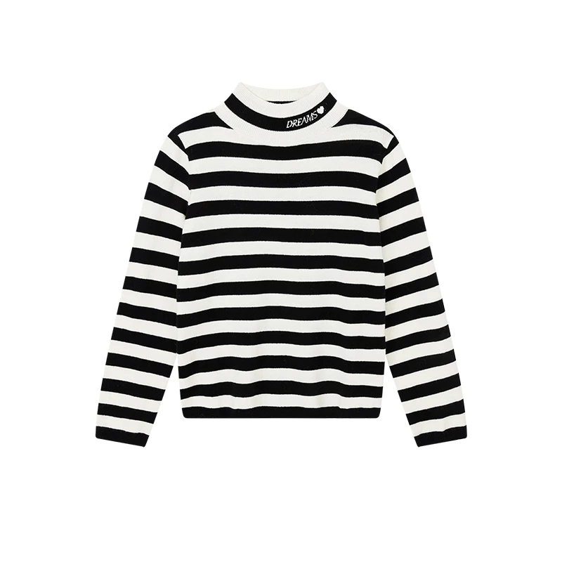 【黄蓉推荐】气质通勤针织衫绵羊毛条纹撞色宽松上衣X10AZS8503