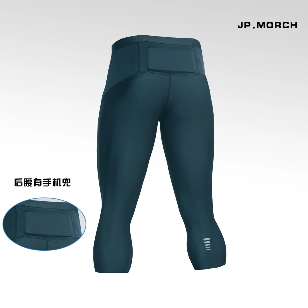 薄款!凉感JP.MORCH马拉松压缩跑步七分裤 男 深蹲紧身中腰跑步裤