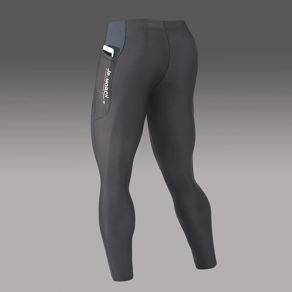 JP.MORCH男跑步高弹长裤高腰提臀带兜速干马拉松越野裤压缩裤透气