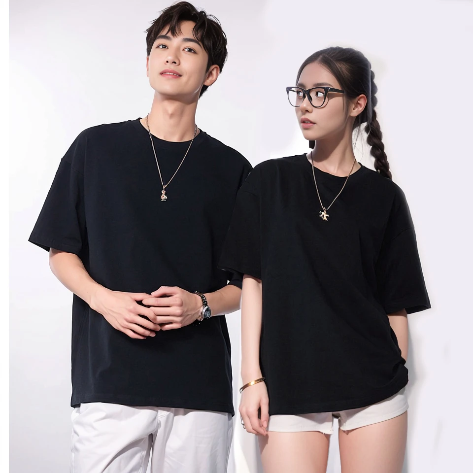 【买一发二】240克重磅纯棉男士圆领T恤纯色宽松百搭半袖ins打底衫