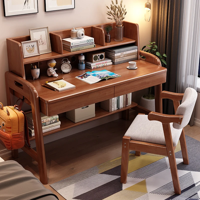 书桌家用简约男女孩桌椅简易北欧书房升降中书架学生小初高中桌椅