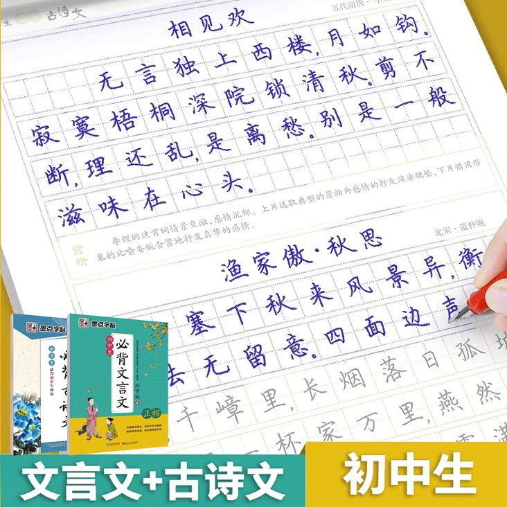 七八九年级初中生必背古诗词文言文硬笔楷书临摹钢笔练字帖人教版