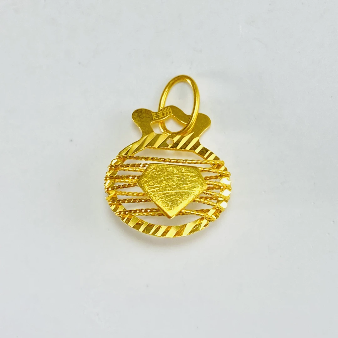 足金999 黄金拉丝一心为你钱袋吊坠 0.81