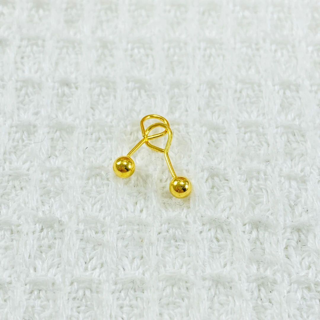 足金999 黄金泡泡一对 耳钩 耳钉 D