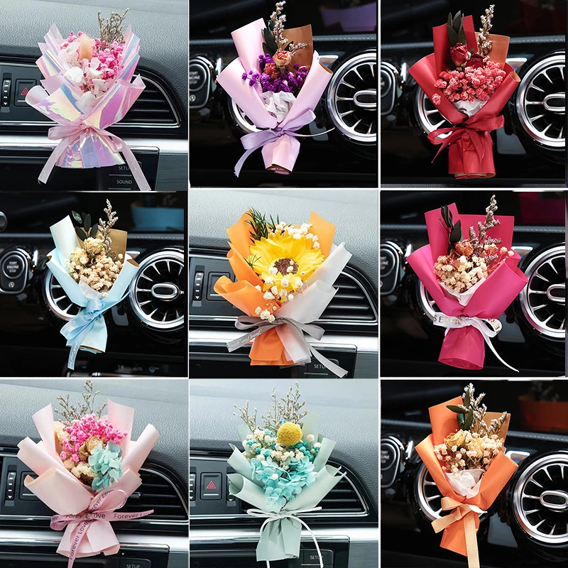 车载香薰花束汽车出风口永生干花束香水创意汽车空调香氛车内装饰