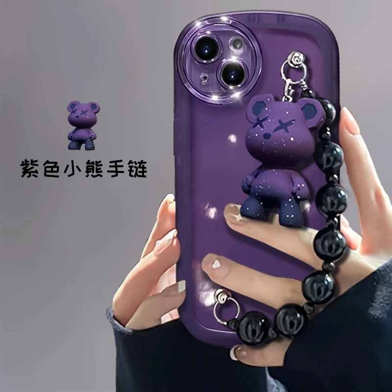 紫色熊苹果vivo华为oppo小米iphone11/12/13/14promax全包手机壳