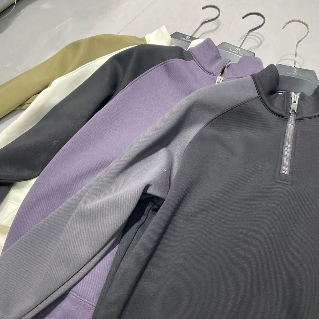 82008 男士加绒卫衣立领半拉链加厚拼接男上衣