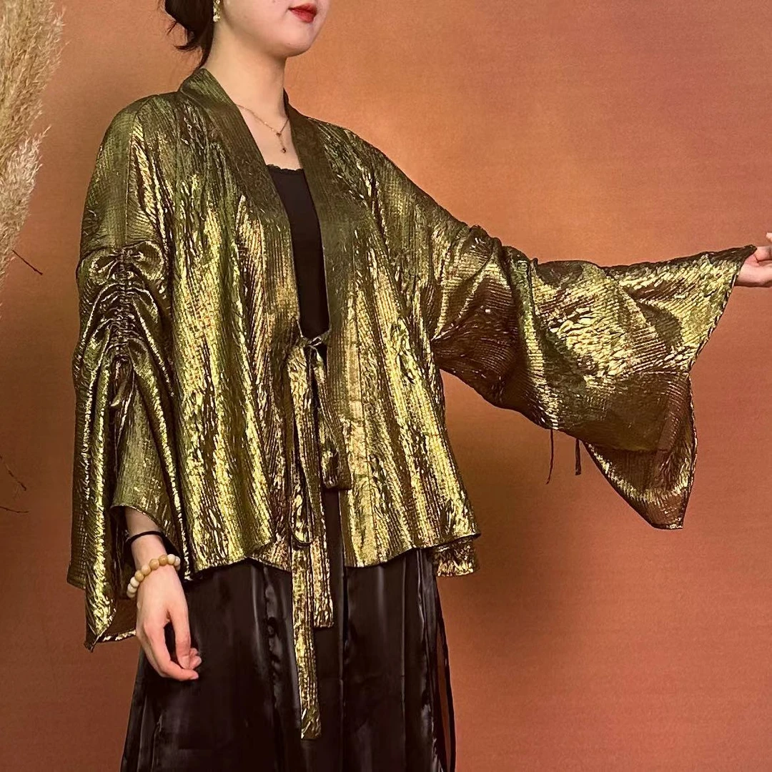 【大海轻奢】W1577新款鎏金色抽绳设计师款时尚外披