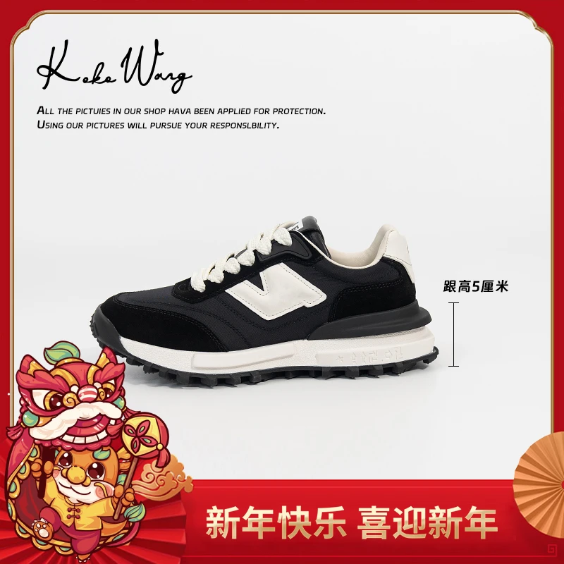 KOKO WANG真皮拼色厚底增高舒适百搭阿甘鞋老爹鞋051563L11X17