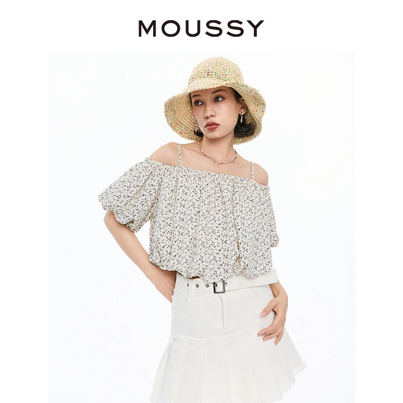 MOUSSY 2024夏季日系甜美风出游碎花吊带衬衫女028HSZ30-1241