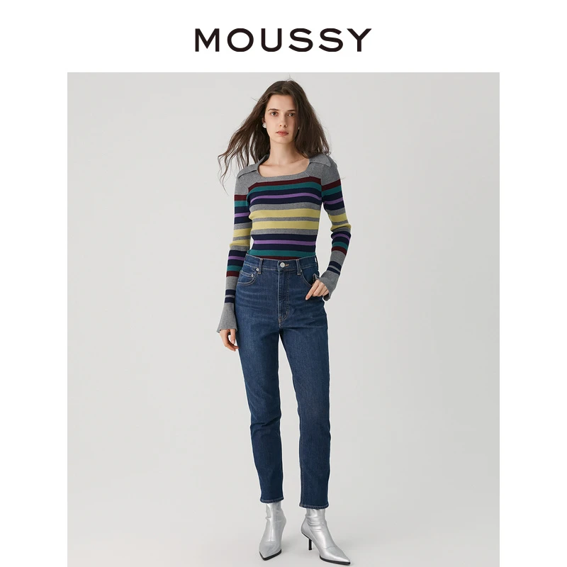 moussy 2025冬季新品休闲通勤风经典小脚牛仔裤女028GAA12-5040