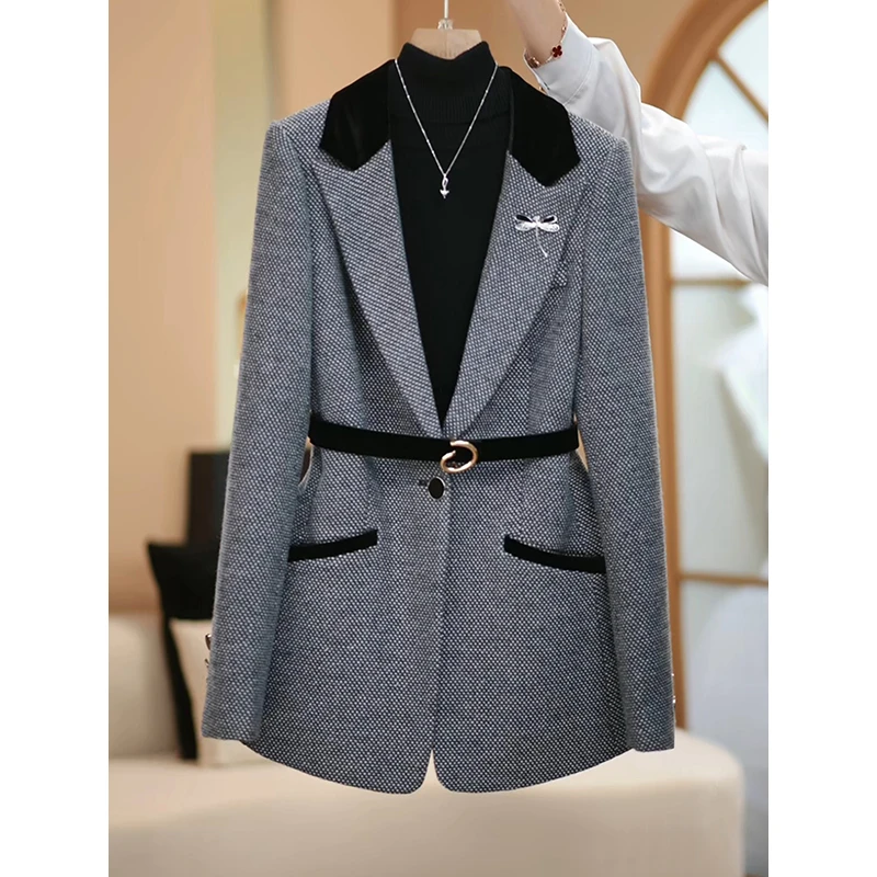 【AMNK服饰】2024秋冬灰色新款高级简约设计师系列西装套装