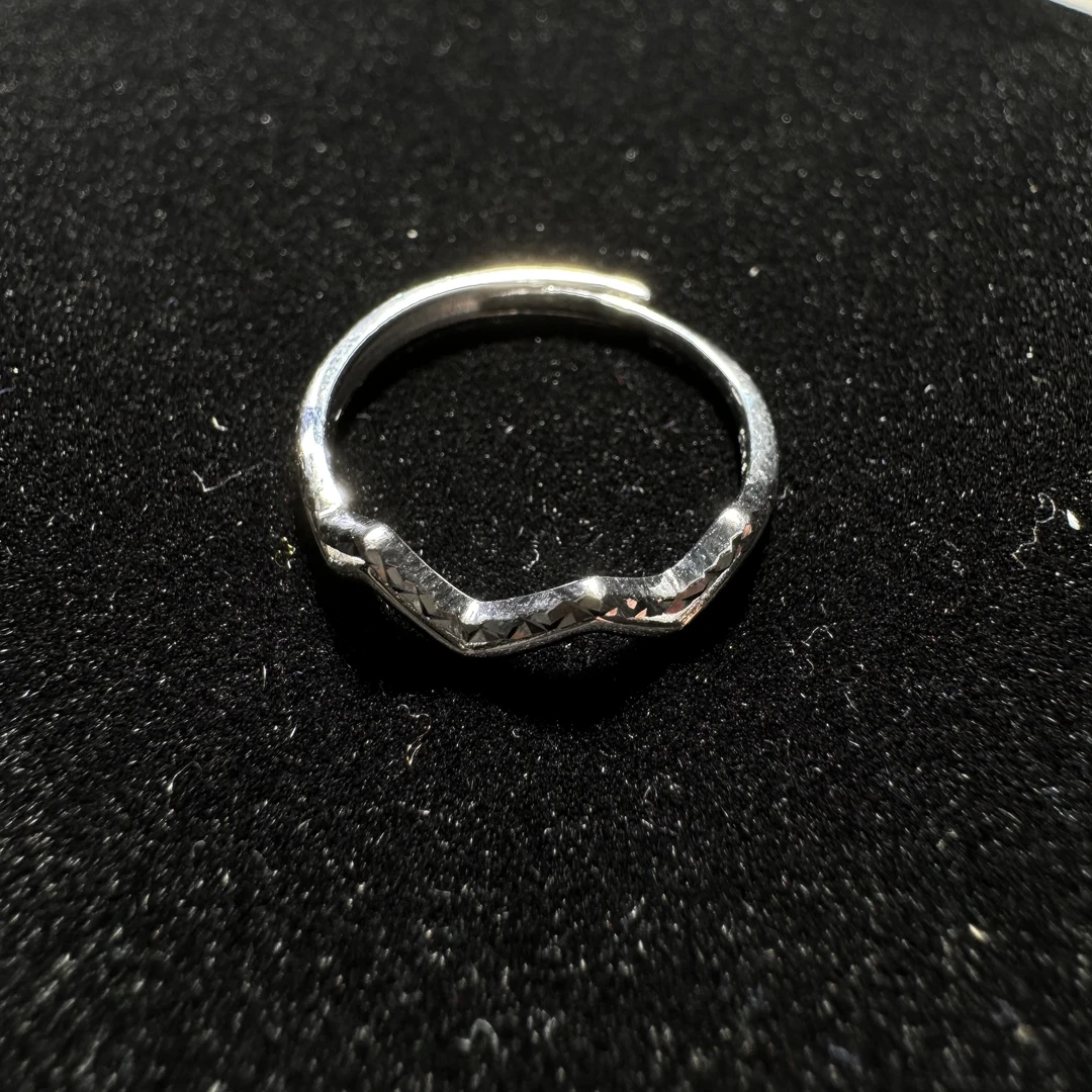 925银戒指 S925纯银戒指 纯银双层波浪百搭个性小众设计感戒指