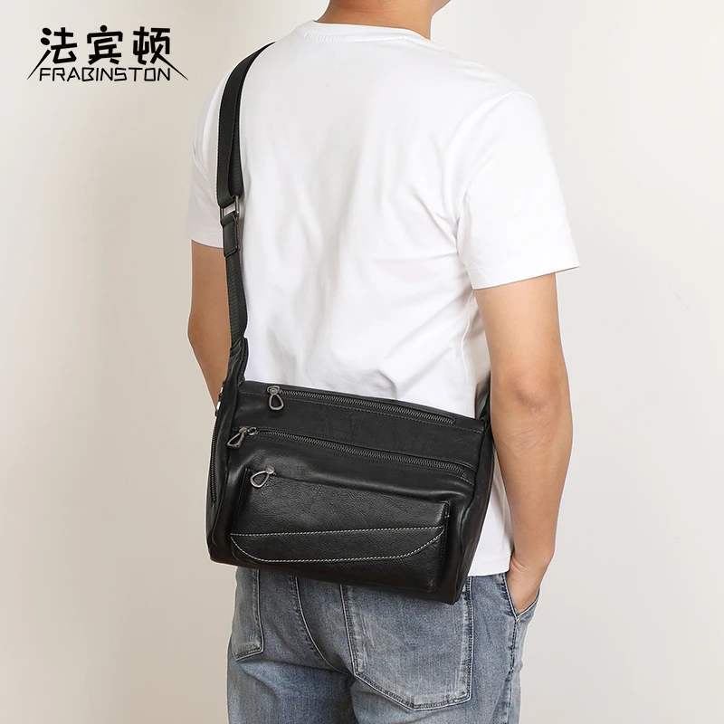 法宾顿头层牛皮男士单肩包真皮斜挎包休闲邮差包时尚百搭潮款包包