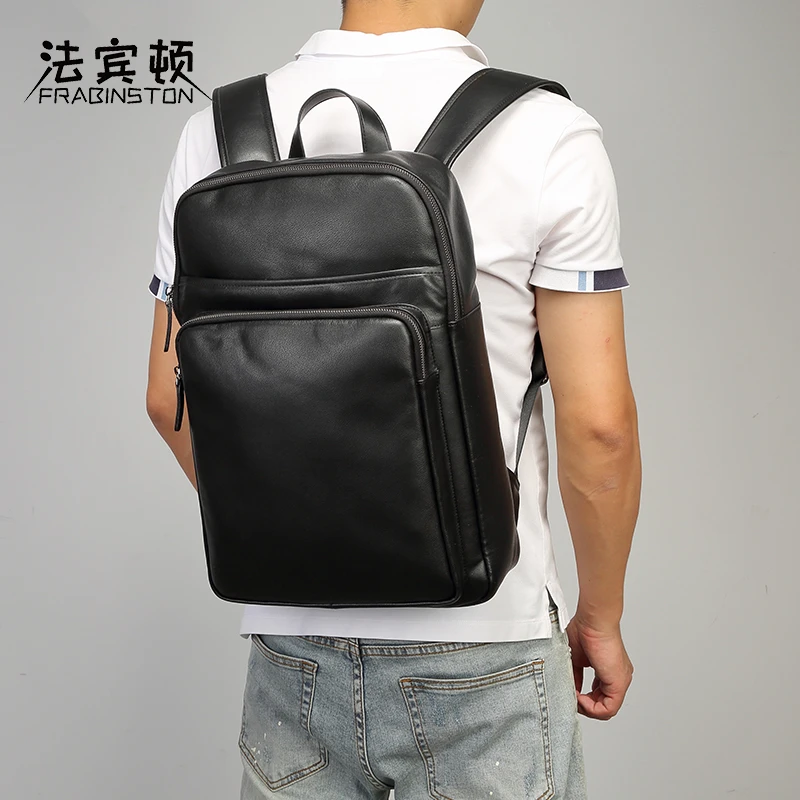 法宾顿头层牛皮高品质双肩背包真皮包大容量电脑包时尚潮流休闲包
