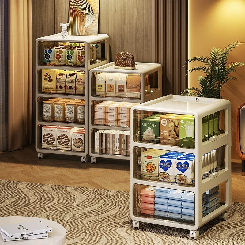 免安装抽屉式收纳柜家用客厅零食玩具塑料储物箱可移动衣物整理柜