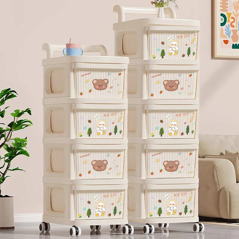 零食收纳柜推车置物架婴儿用品收纳柜家用抽屉式多层可移动收纳架