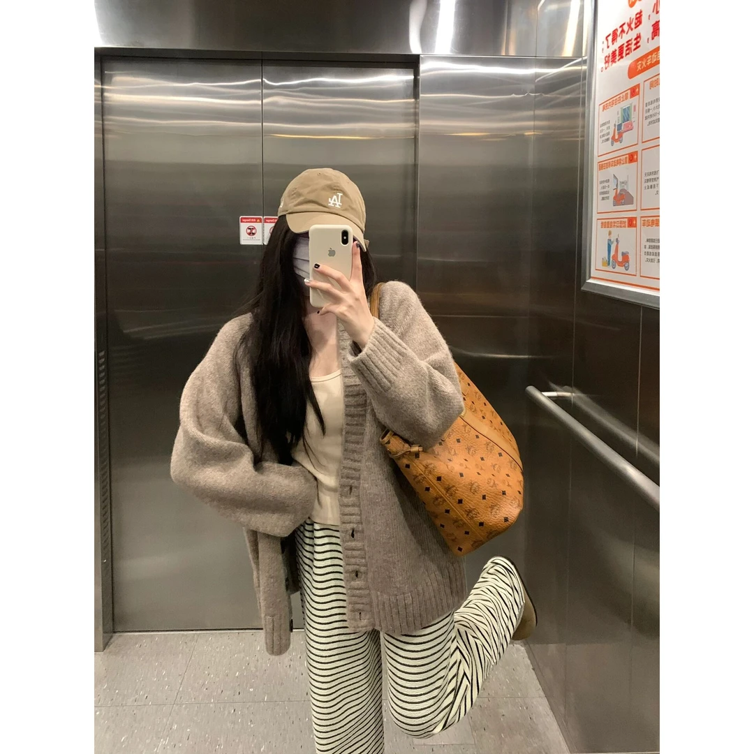 秋冬针织衫休闲秋季穿搭2024新款毛衣外套慵懒复古开衫上衣长袖