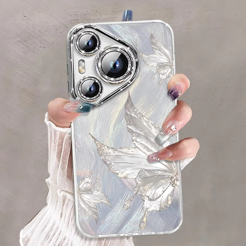 纹理蝴蝶适用华为pura80pro+手机壳80ultra自带镜头膜p80高端小众