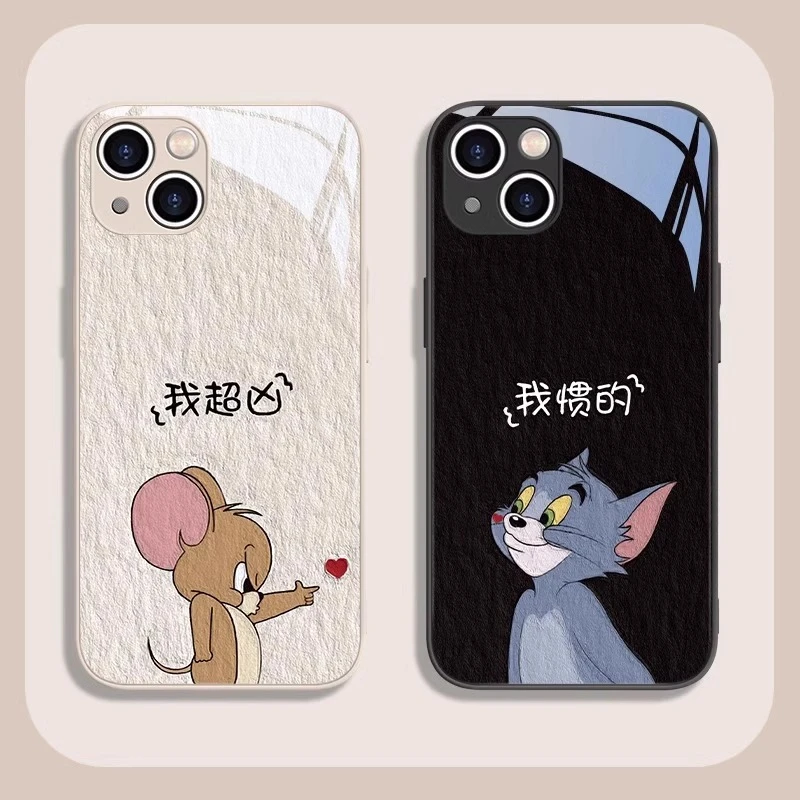 卡通情侣款适用苹果15pro手机壳汤姆杰瑞iphone14plus猫和老鼠13p