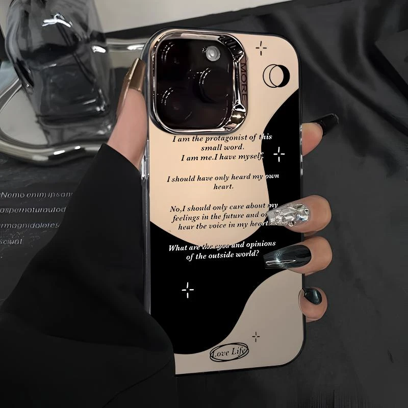 曲线英文适用苹果15promax手机壳iphone14plus小众创意13个性防摔