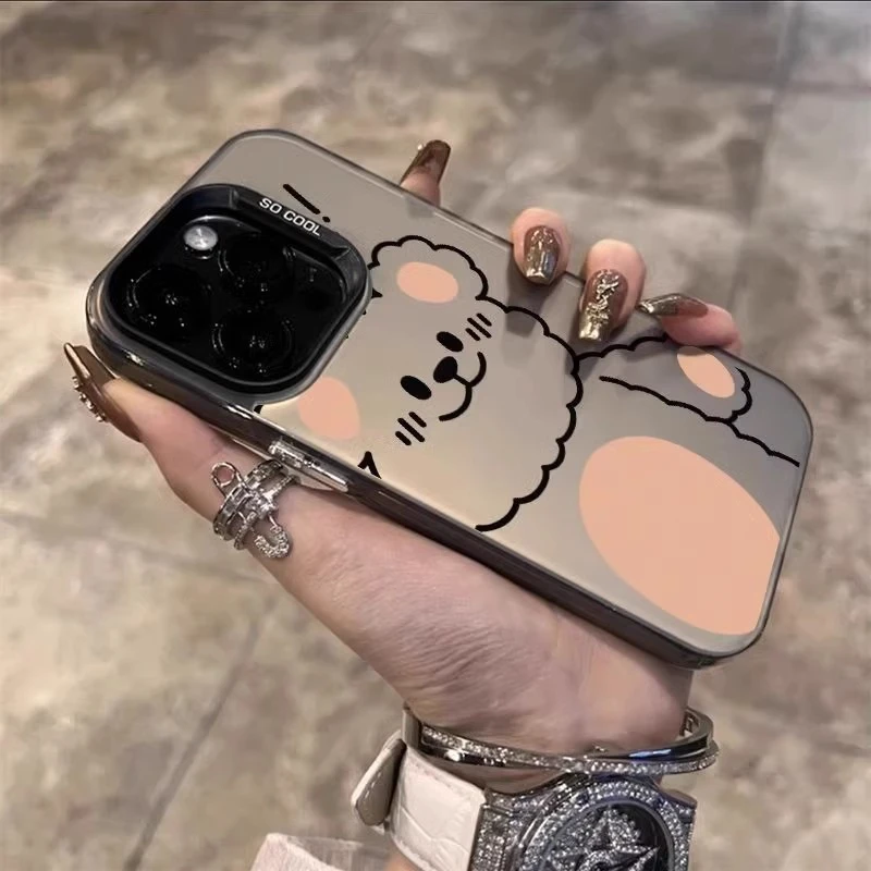 线条小熊适用苹果16promax手机壳新款iphone15pro保护套14pro防摔