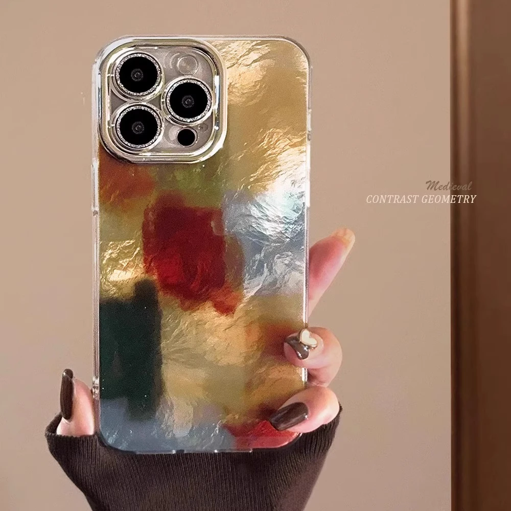 拼色晕染格子适用苹果16promax手机壳新款iphone15pro保护套14pro