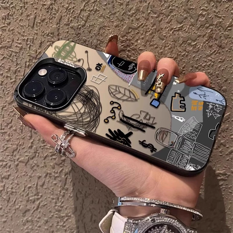 绘画涂鸦适用苹果16promax手机壳iphone15plus艺术新款14pm小众13