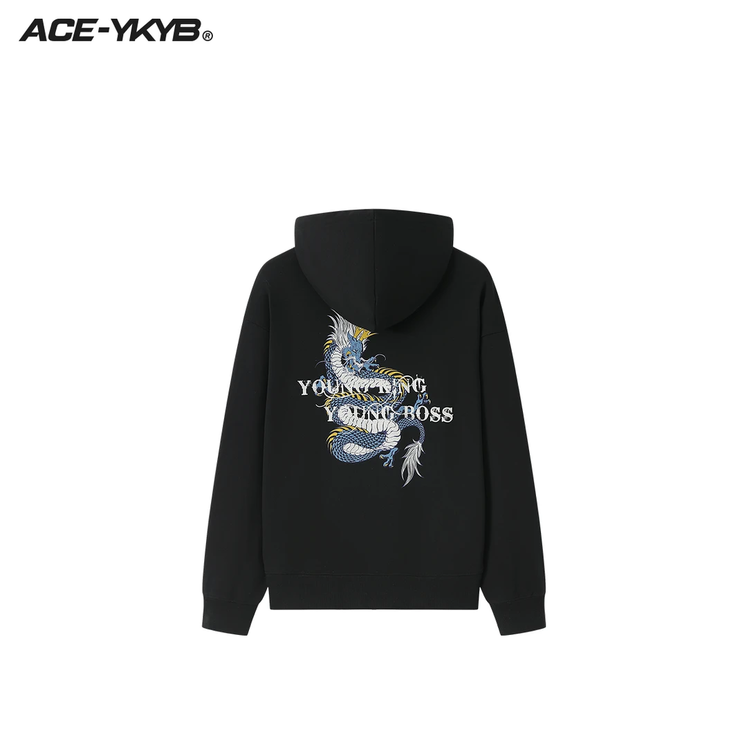 YKYB潮牌卫衣男女23年秋季限定龙纹印花时尚百搭上衣 Y33NWY009
