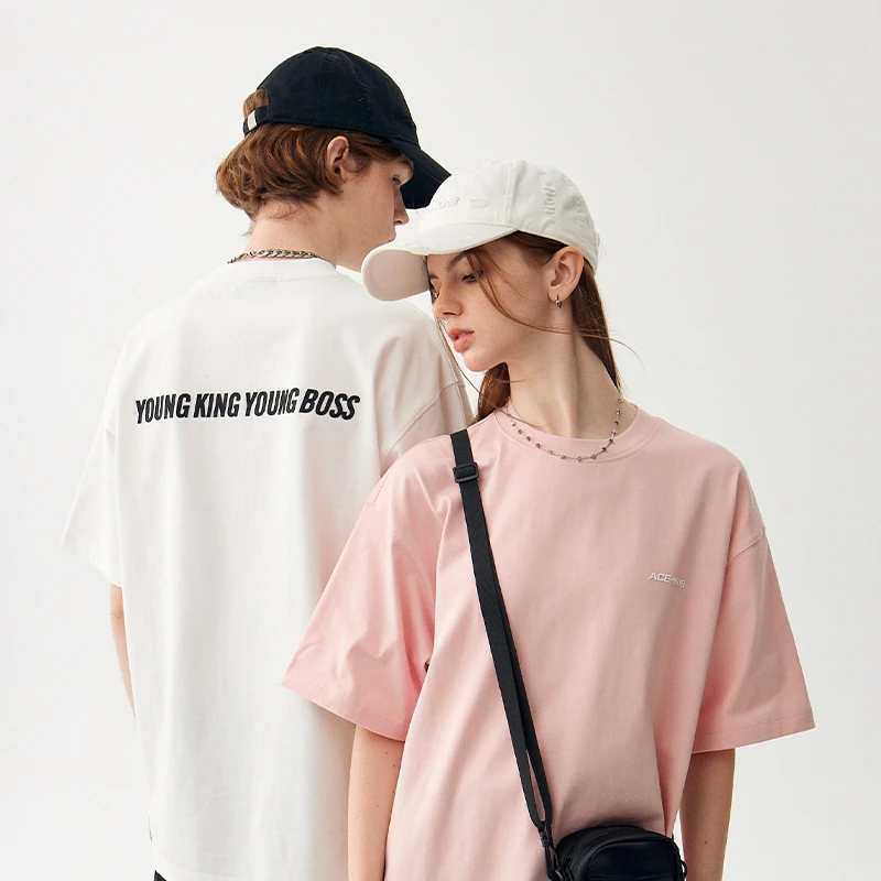 YKYB夏季新款纯色重磅纯棉短袖T恤情侣款经典百搭T恤 Y32NDT080